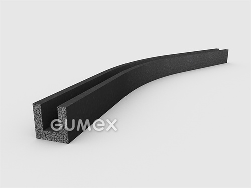 Gumový mikroporézny profil tvaru "U", 12x12/6mm, 2-prúd, hustota 500kg/m3, EPDM, -30°C/+80°C, čierny